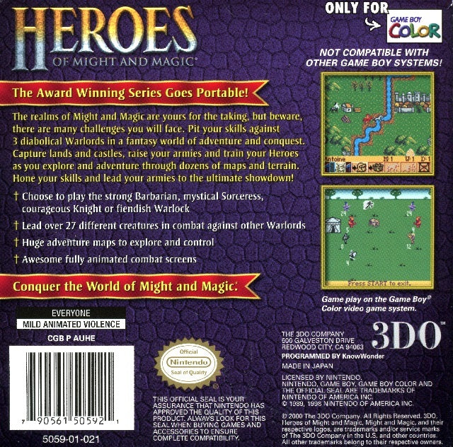 Heroes Of Might And Magic Game Boy Color - Video Game - Used - CaveGamers - Image 2