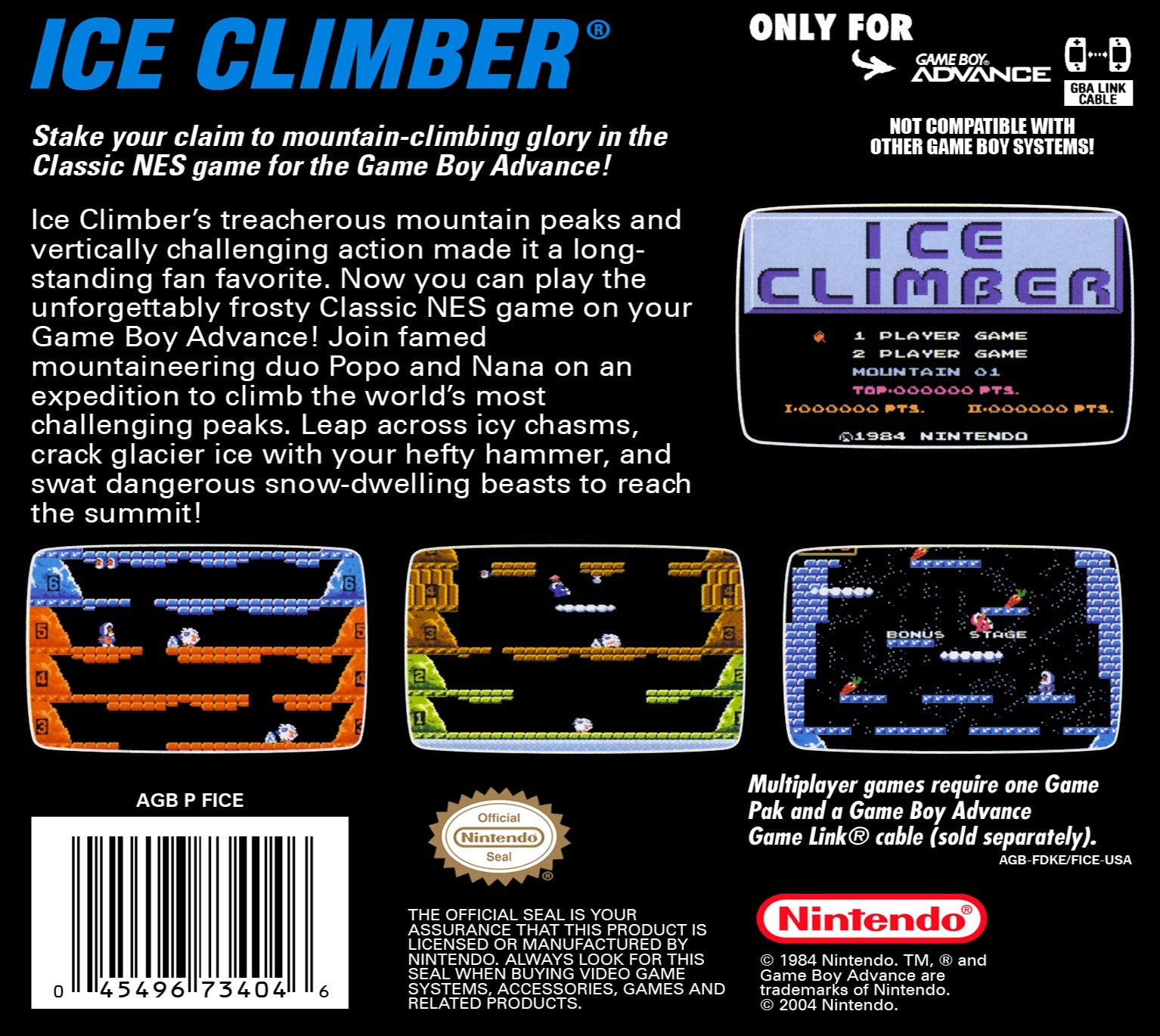 Ice Climber - Classic NES Series Game Boy Advance - Video Game - Used - CaveGamers - Image 2