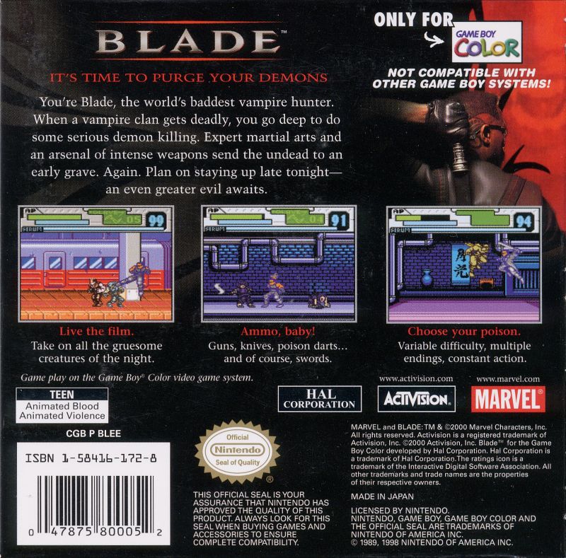 Blade Game Boy Color - Video Game - Used - CaveGamers - Image 2