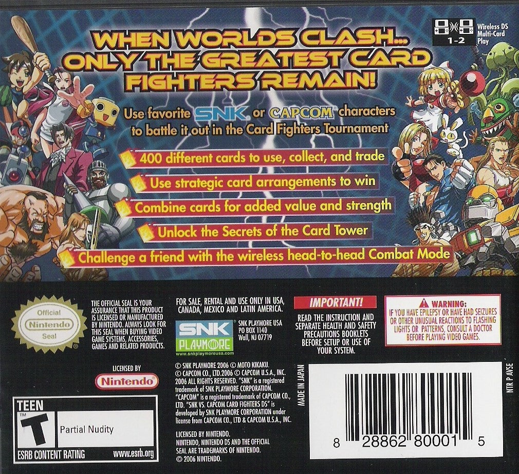 SNK Vs Capcom Card Fighters DS - Video Game - Used - CaveGamers - Image 2