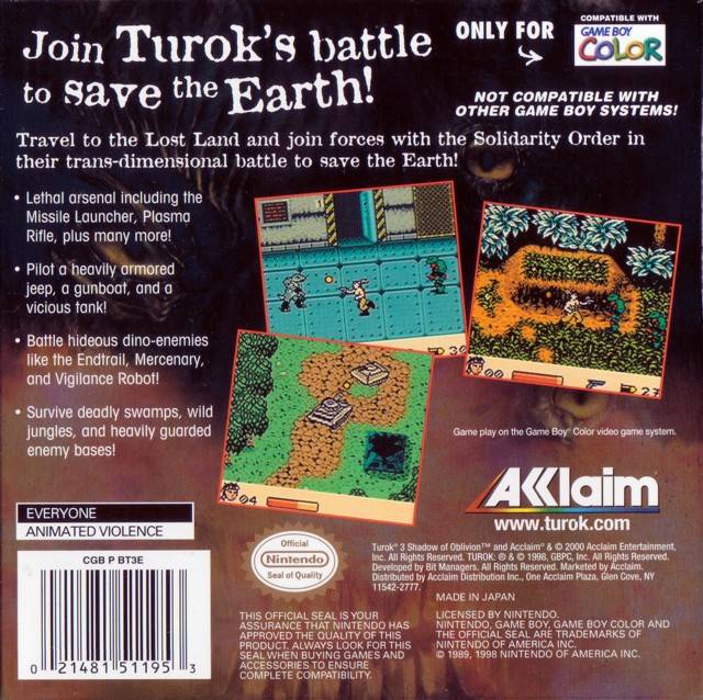 Turok 3: Shadows Of Oblivion Game Boy Color - Video Game - Used - CaveGamers - Image 2
