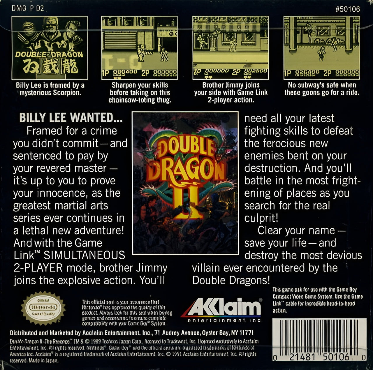 Double Dragon II Game Boy - Video Game - Used - CaveGamers - Image 2