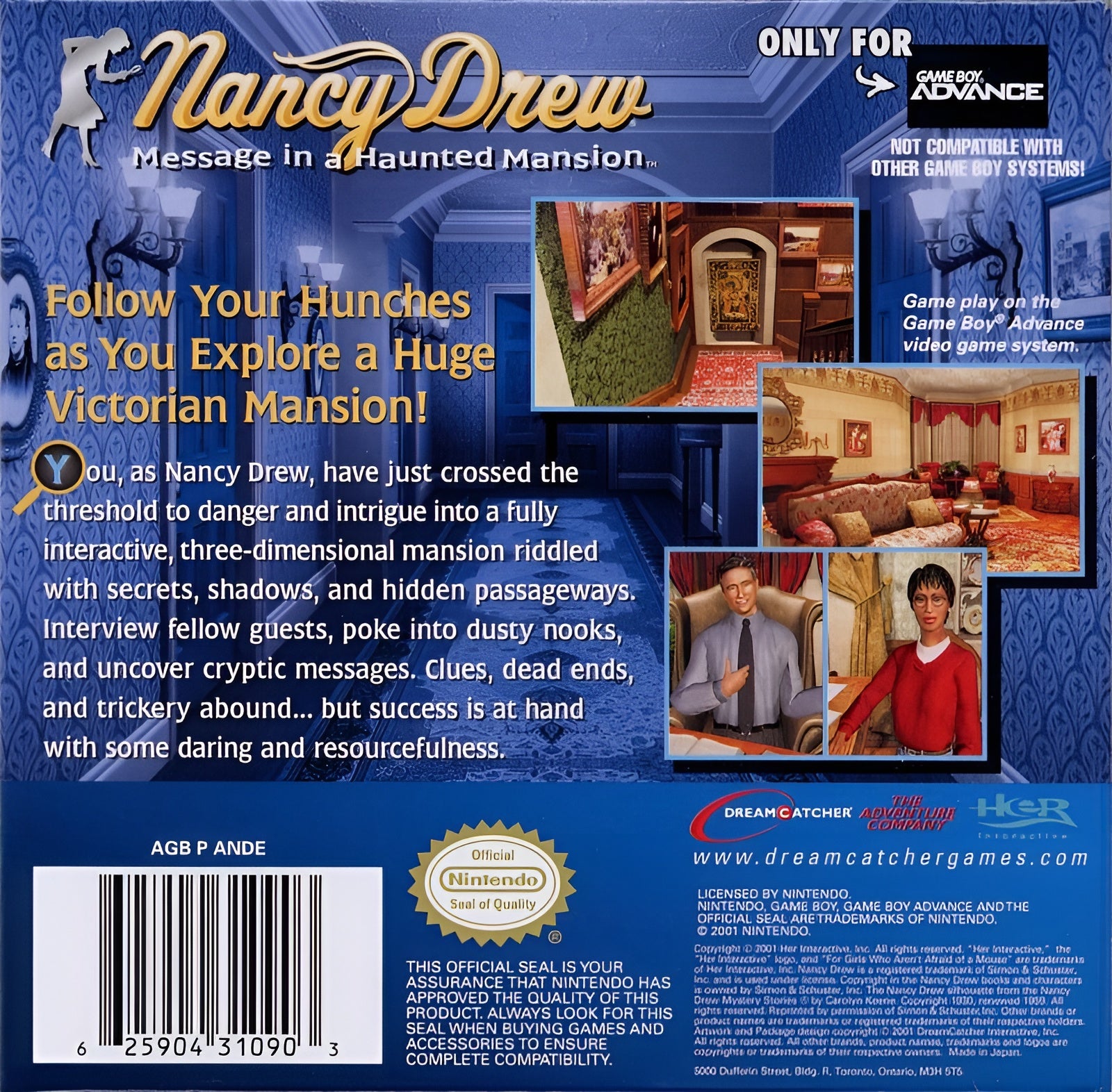 Nancy Drew: Message in a Haunted Mansion Game Boy Advance - Video Game - Used - CaveGamers - Image 2