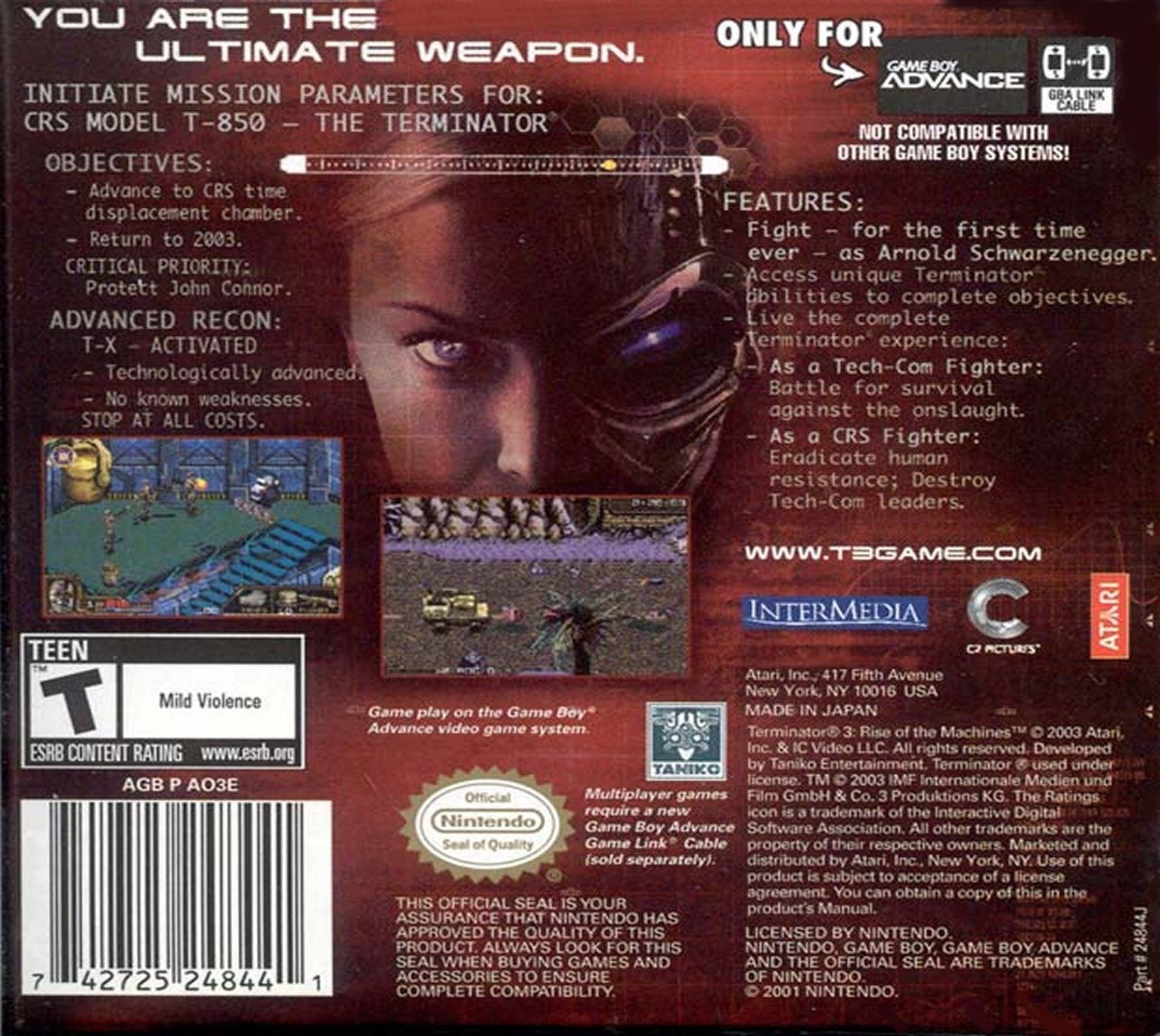 Terminator 3: Rise Of The Machines Game Boy Advance - Video Game - Used - CaveGamers - Image 2