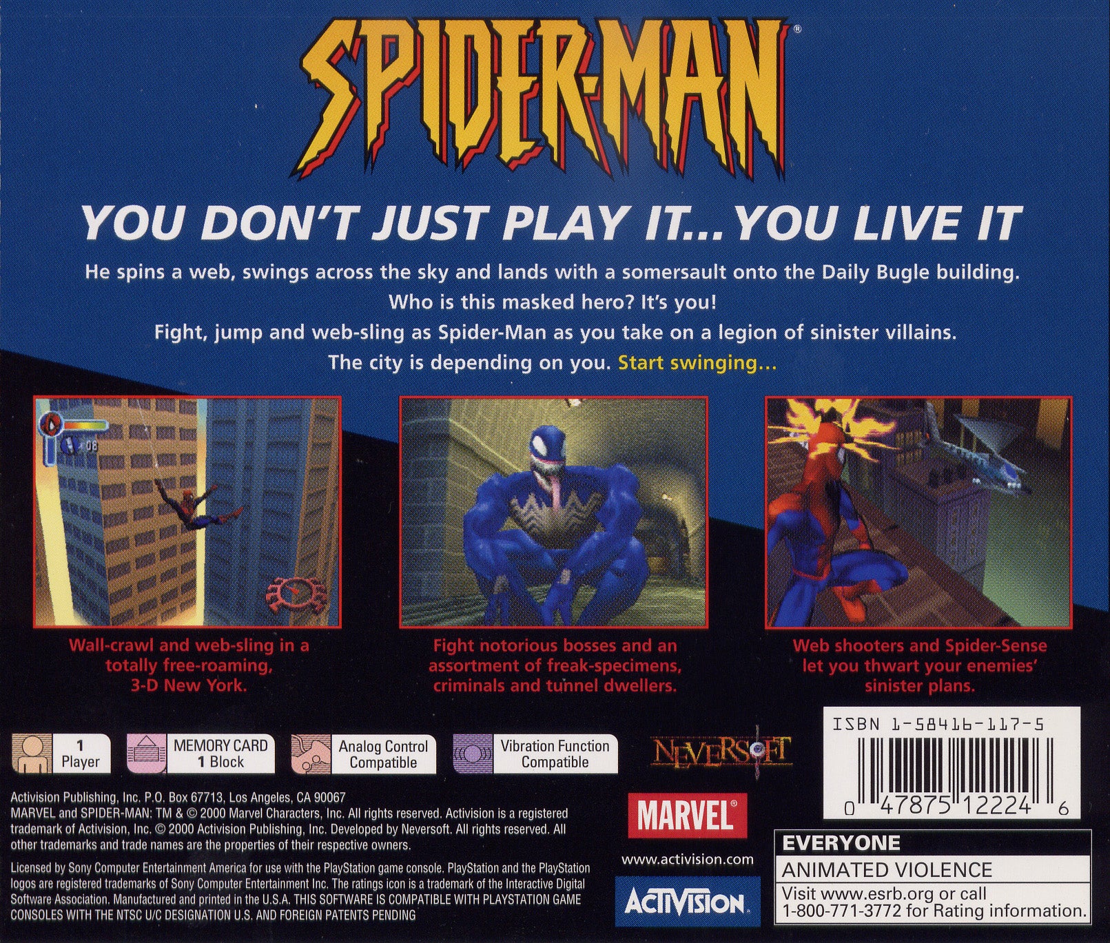 Spider-Man Playstation - Video Game - Used - CaveGamers - Image 2