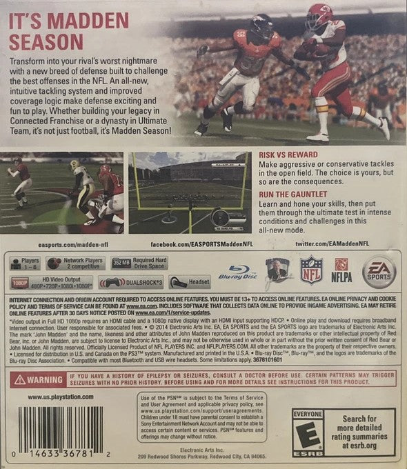 Madden NFL 15 PS3 - Video Game - Used - CaveGamers - Image 2