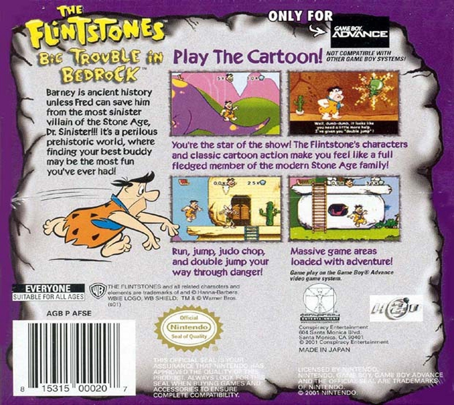 The Flintstones Big Trouble in Bedrock Game Boy Advance - Video Game - Used - CaveGamers - Image 2