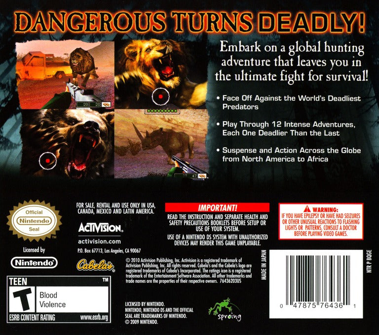 Cabela's Dangerous Hunts 2011 DS - Video Game - Used - CaveGamers - Image 2