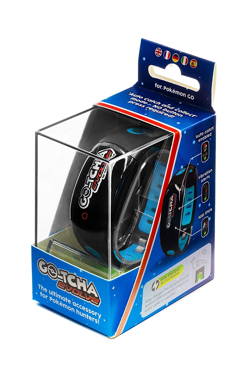 Pokemon Go GO-TCHA Evolve LED-Touch Wristband Accessory Auto Catch - Blue/Black