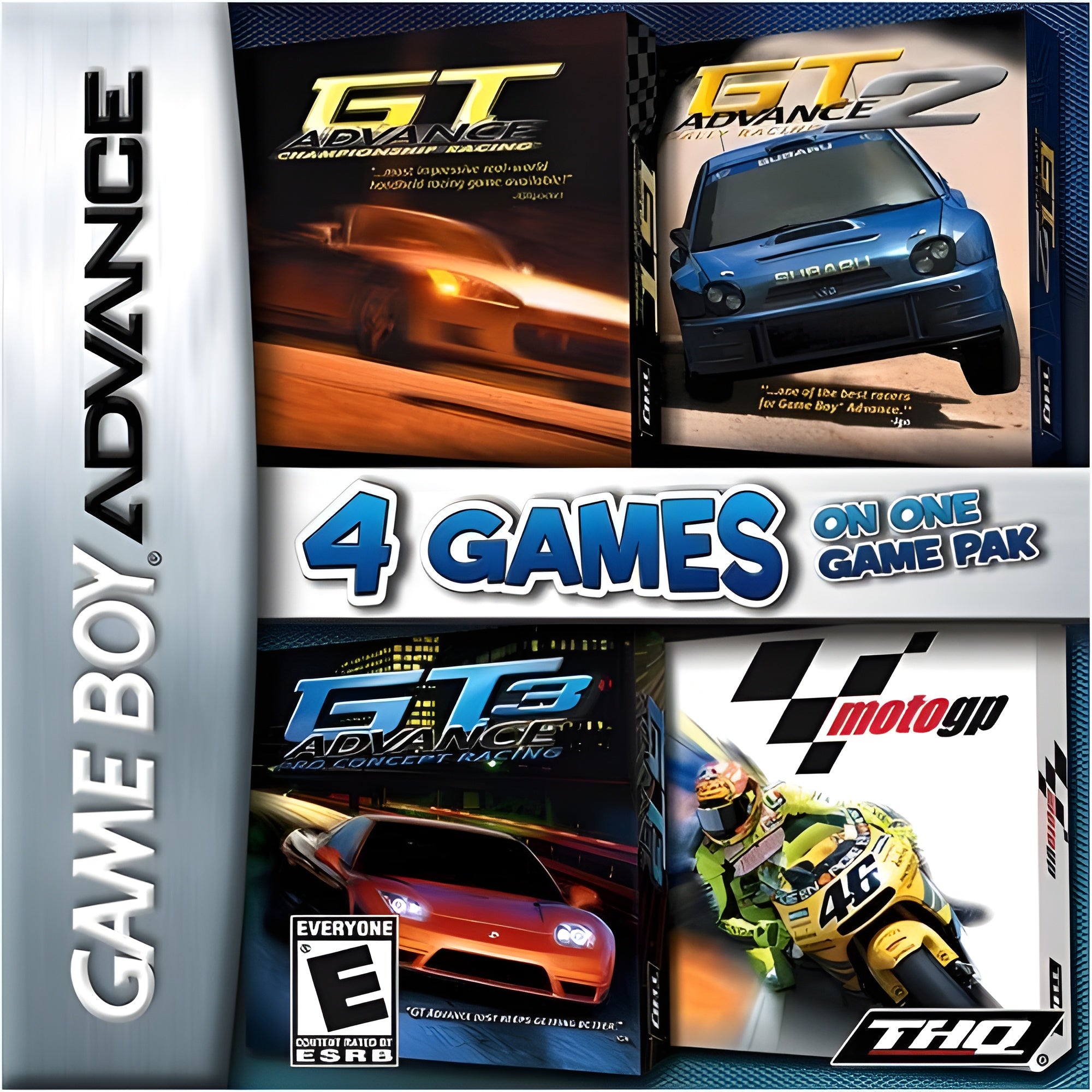 Racing GBA 4 Pack: GT Advance Championship Racing, GT Advance 2 Rally Racing, GT Advance 3 Pro Concept Racing, and Moto GP Game Boy Advance - Video Game - Used - CaveGamers
