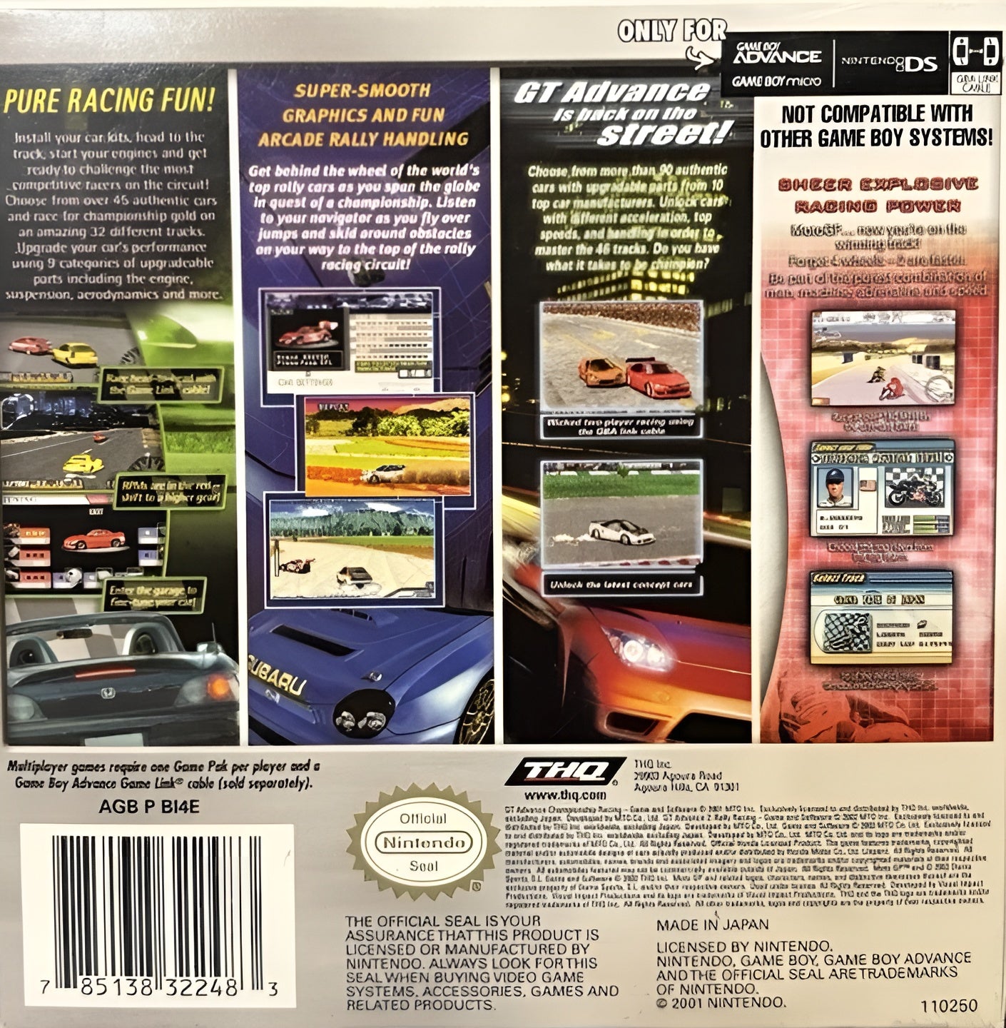Racing GBA 4 Pack: GT Advance Championship Racing, GT Advance 2 Rally Racing, GT Advance 3 Pro Concept Racing, and Moto GP Game Boy Advance - Video Game - Used - CaveGamers - Image 2