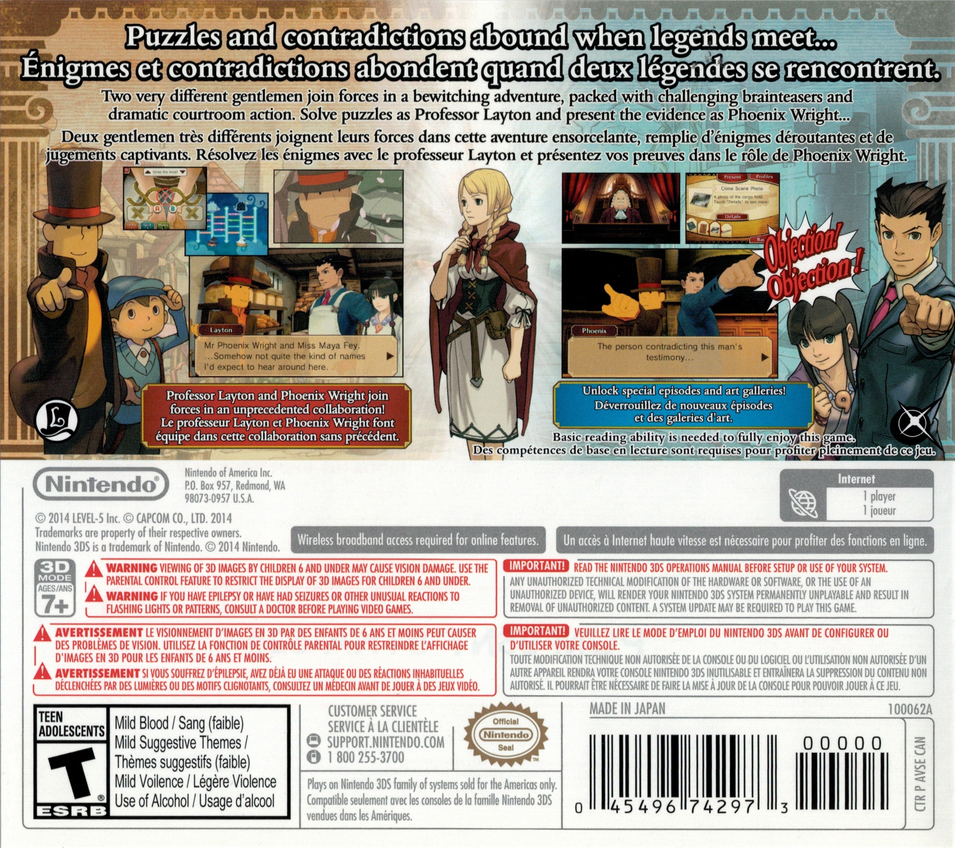 Professor Layton vs Phoenix Wright Ace Attorney 3DS - Video Game - Used - CaveGamers - Image 2