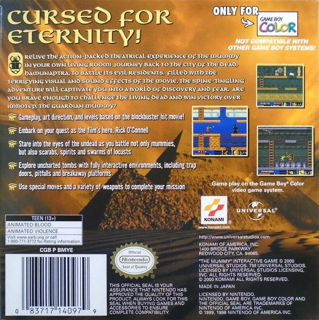 The Mummy Game Boy Color - Video Game - Used - CaveGamers - Image 2