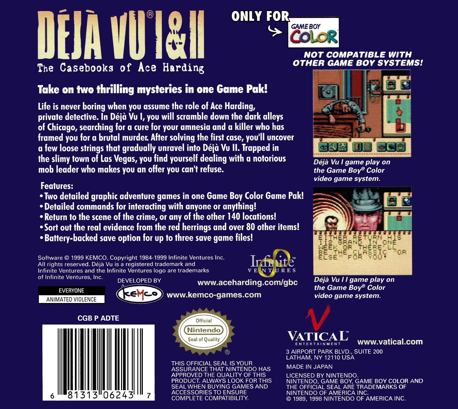 Deja Vu I & II Game Boy Color - Video Game - Used - CaveGamers - Image 2