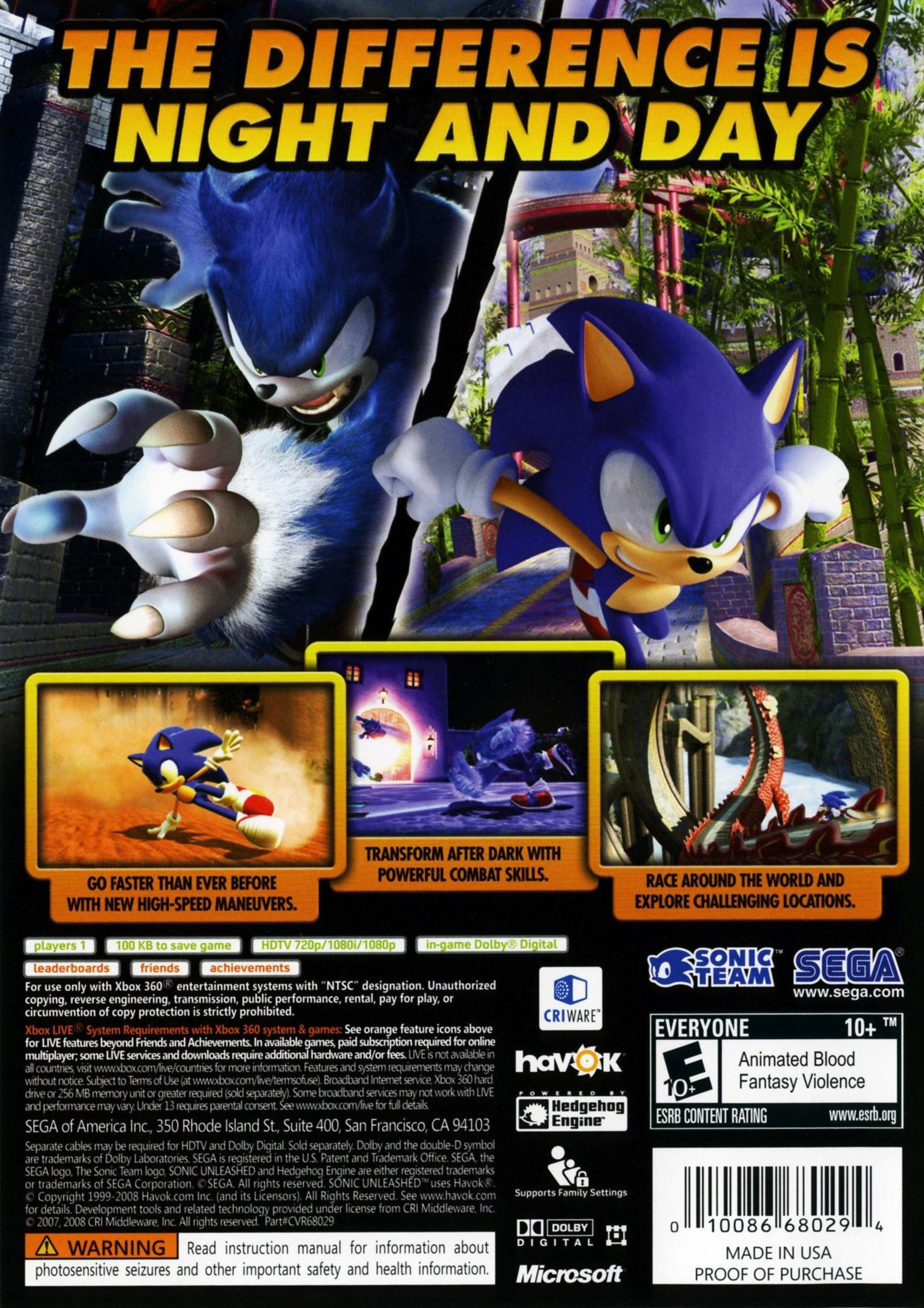 Sonic Unleashed Xbox 360 - Video Game - Used - CaveGamers - Image 2