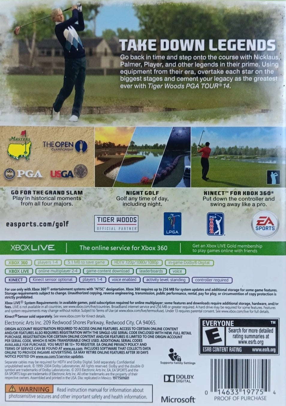 Tiger Woods PGA Tour 14 Xbox 360 - Video Game - Used - CaveGamers - Image 2