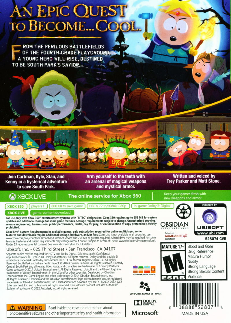 South Park: The Stick of Truth Xbox 360 - Video Game - Used - CaveGamers - Image 2
