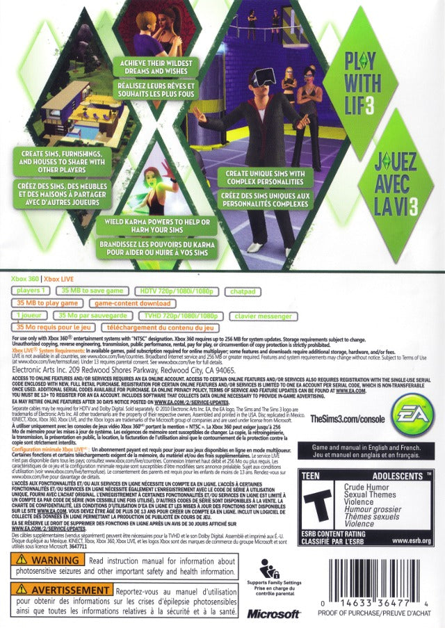 The Sims 3 Xbox 360 - Video Game - Used - CaveGamers - Image 2