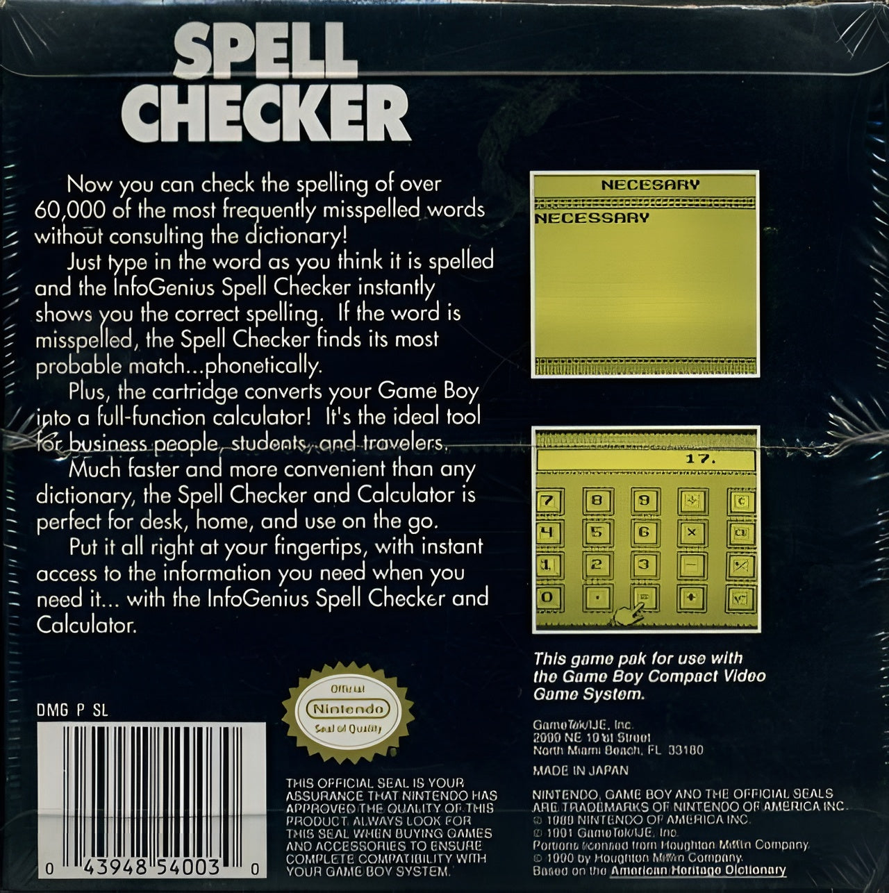InfoGenius Spell Checker Game Boy - Video Game - Used - CaveGamers - Image 2