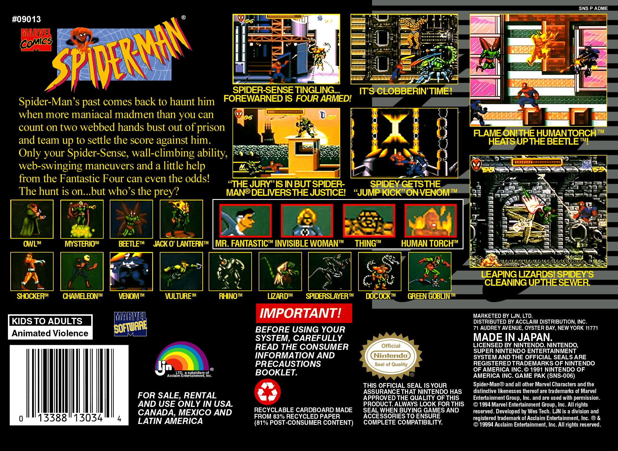 Spiderman SNES - Video Game - Used - CaveGamers - Image 2