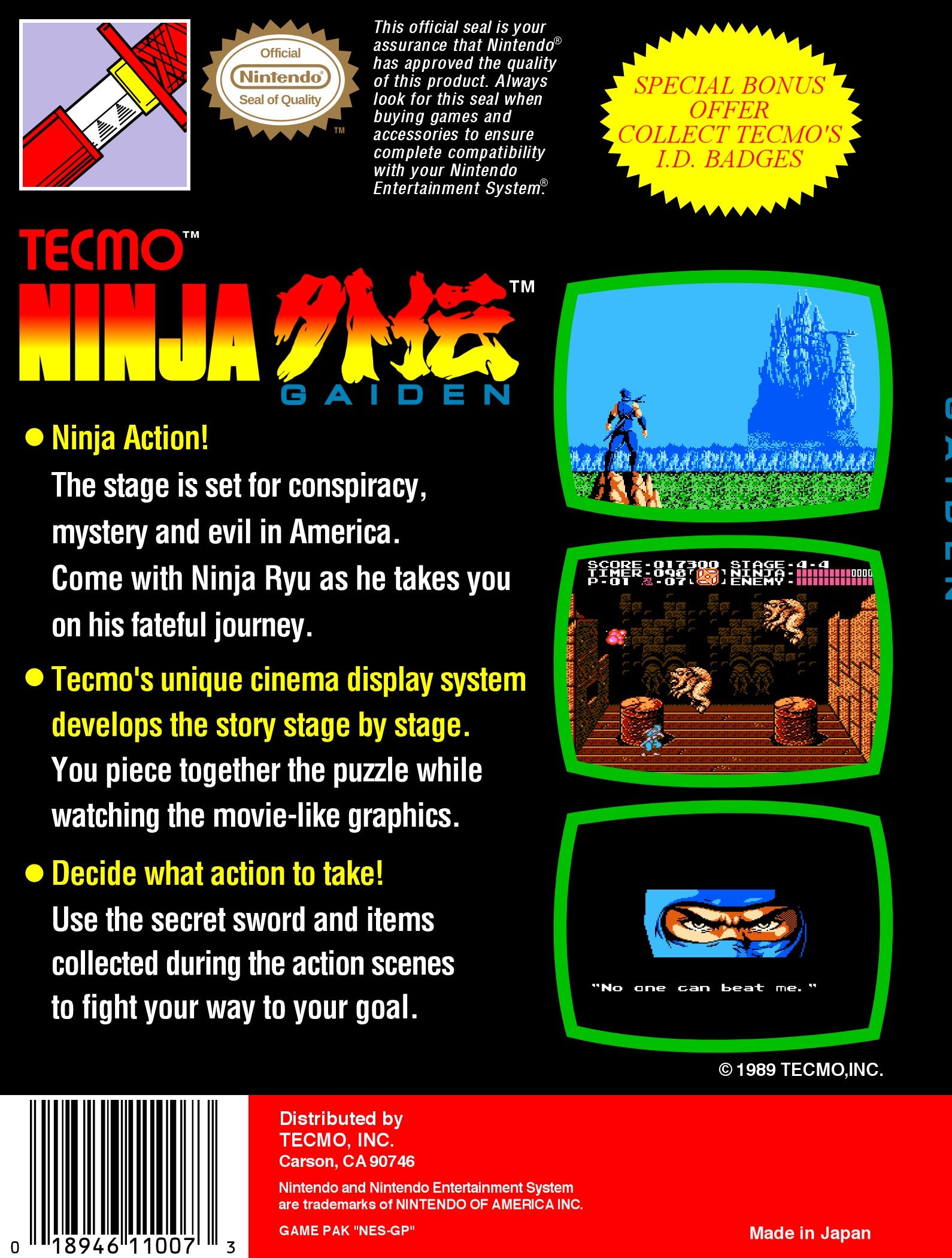 Ninja Gaiden NES - Video Game - Used - CaveGamers - Image 2
