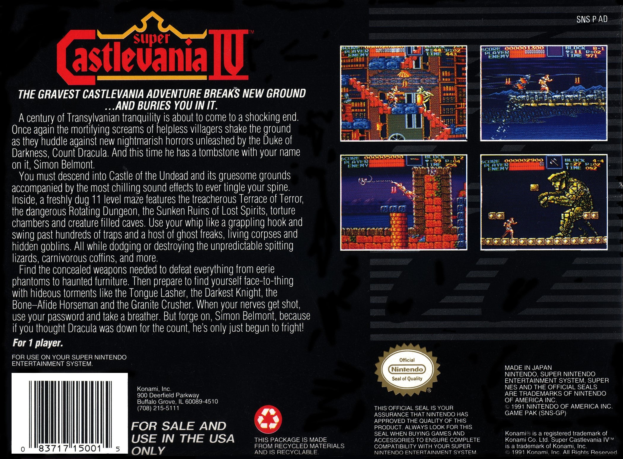 Super Castlevania IV SNES - Video Game - Used - CaveGamers - Image 2