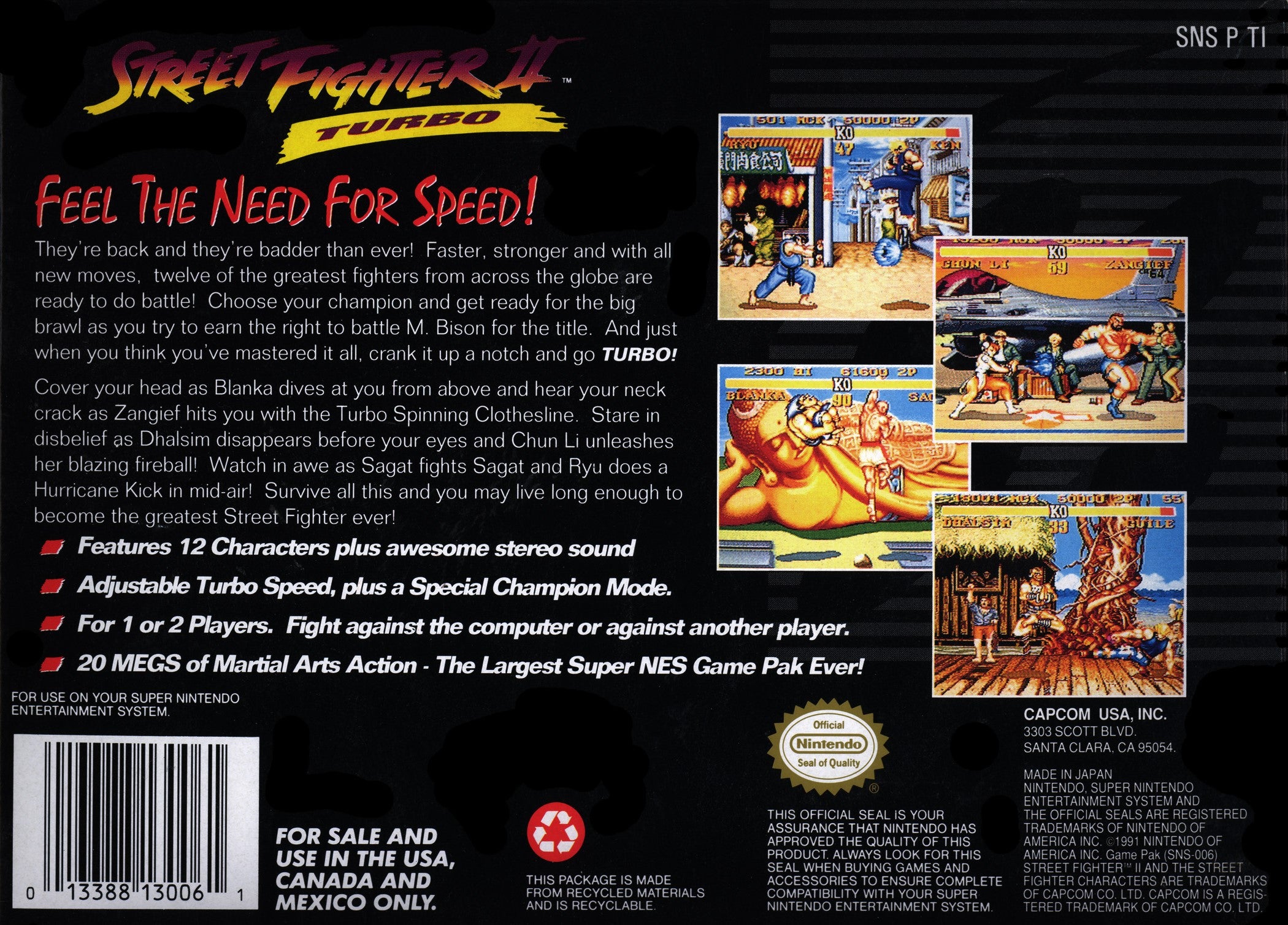Street Fighter II Turbo SNES - Video Game - Used - CaveGamers - Image 2