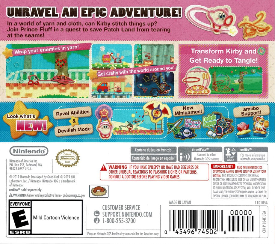 Kirby's Extra Epic Yarn 3DS - Video Game - Used - CaveGamers - Image 2