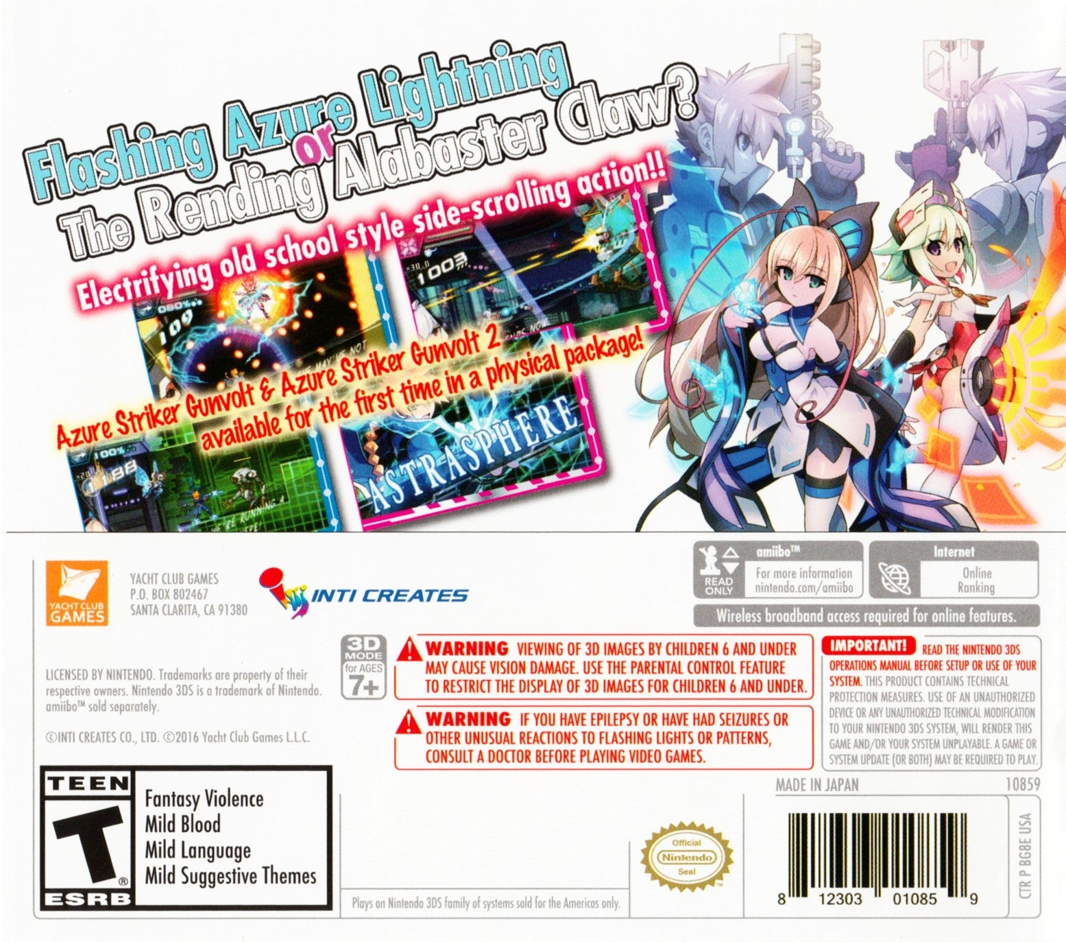 Azure Striker Gunvolt: Striker Pack 3DS - Video Game - Used - CaveGamers - Image 2