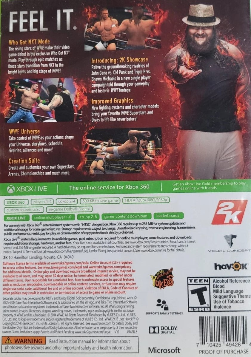WWE 2K15 Xbox 360 - Video Game - Used - CaveGamers - Image 2