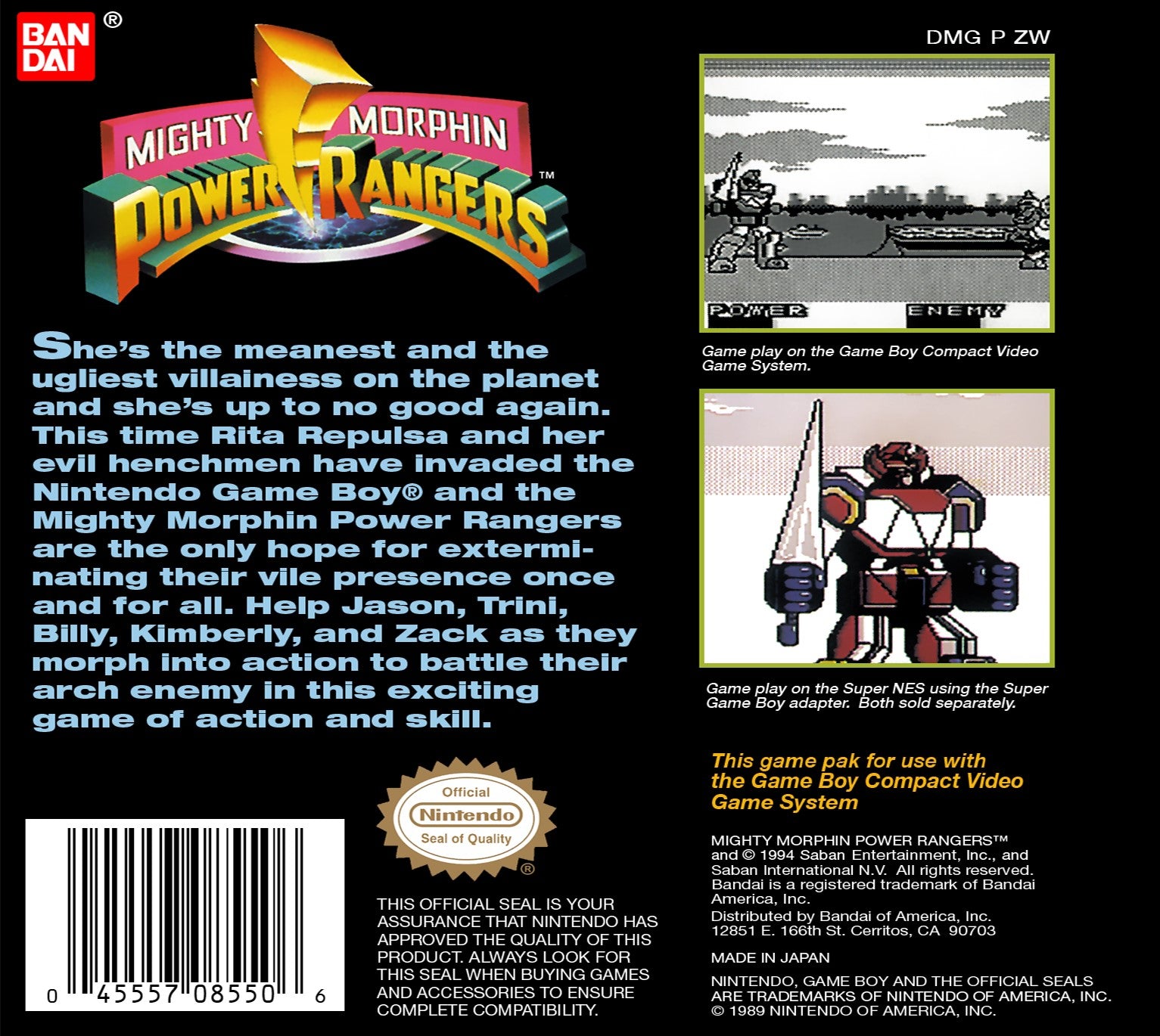 Mighty Morphin Power Rangers Game Boy - Video Game - Used - CaveGamers - Image 2