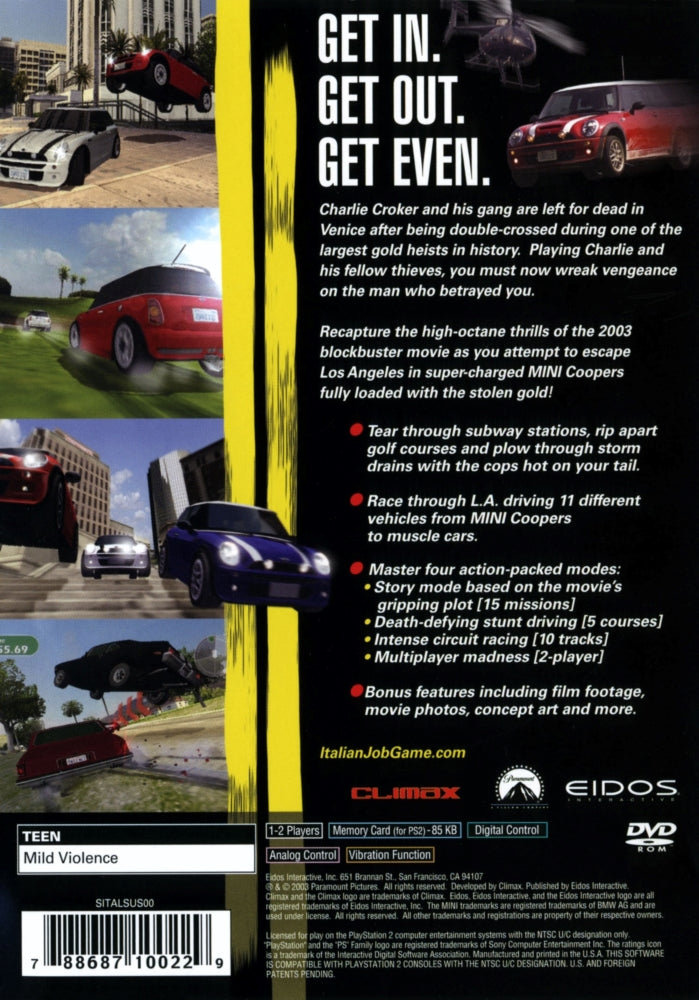 The Italian Job PS2 - Video Game - Used - CaveGamers - Image 2