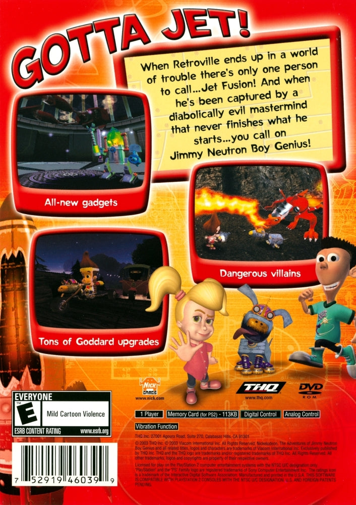 Jimmy Neutron Boy Genius: Jet Fusion PS2 - Video Game - Used - CaveGamers - Image 2