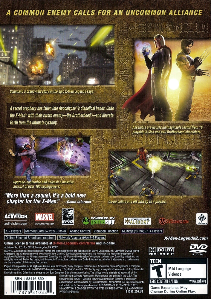 X-Men Legends 2 Rise of Apocalpyse PS2 - Video Game - Used - CaveGamers - Image 2