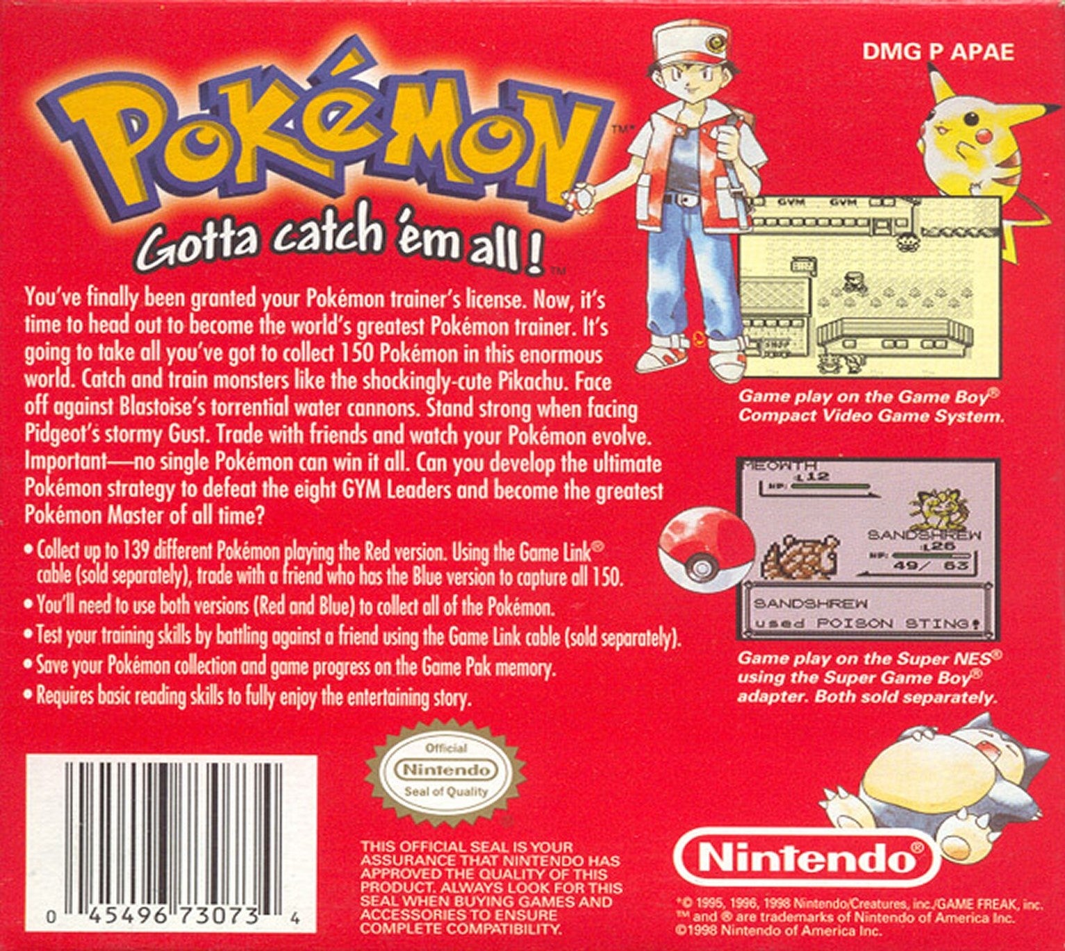 Pokemon Red Version Game Boy - Video Game - Used - CaveGamers - Image 2