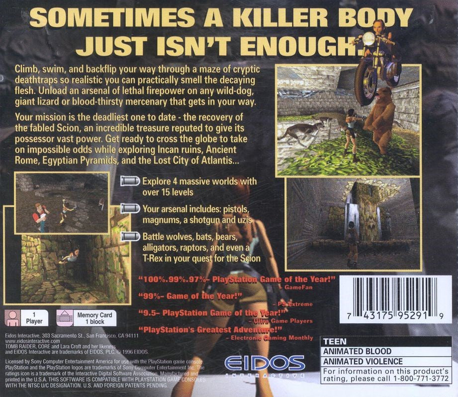 Tomb Raider Playstation - Video Game - Used - CaveGamers - Image 2