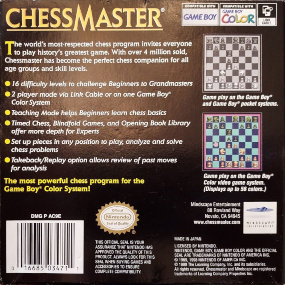 Chessmaster Game Boy Color - Video Game - Used - CaveGamers - Image 2
