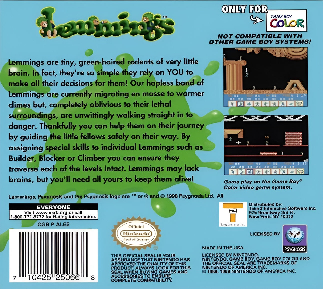 Lemmings Game Boy Color - Video Game - Used - CaveGamers - Image 2