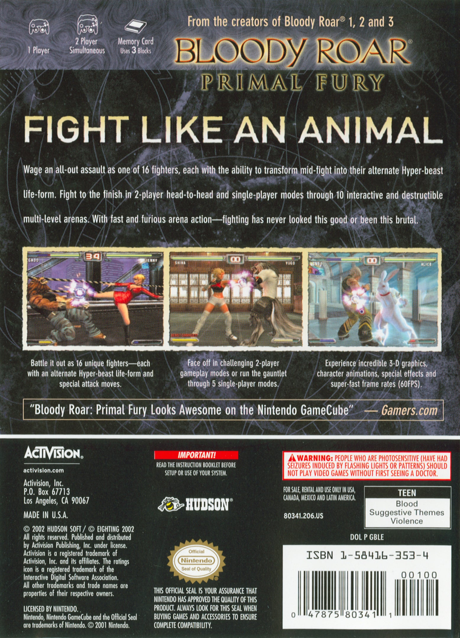 Bloody Roar Primal Fury GameCube - Video Game - Used - CaveGamers - Image 2