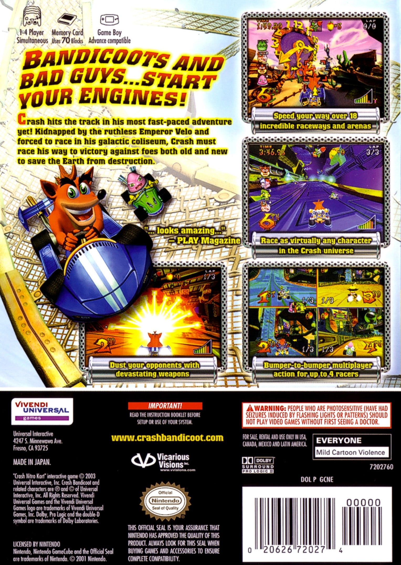 Crash Nitro Kart GameCube - Video Game - Used - CaveGamers - Image 2