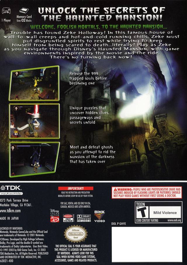 Haunted Mansion GameCube - Video Game - Used - CaveGamers - Image 2