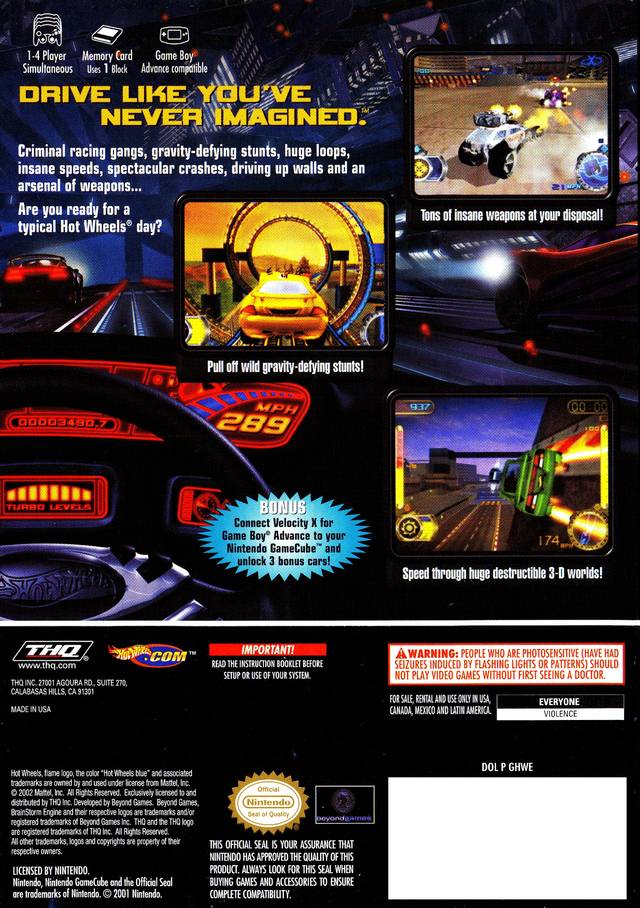 Hot Wheels Velocity X GameCube - Video Game - Used - CaveGamers - Image 2