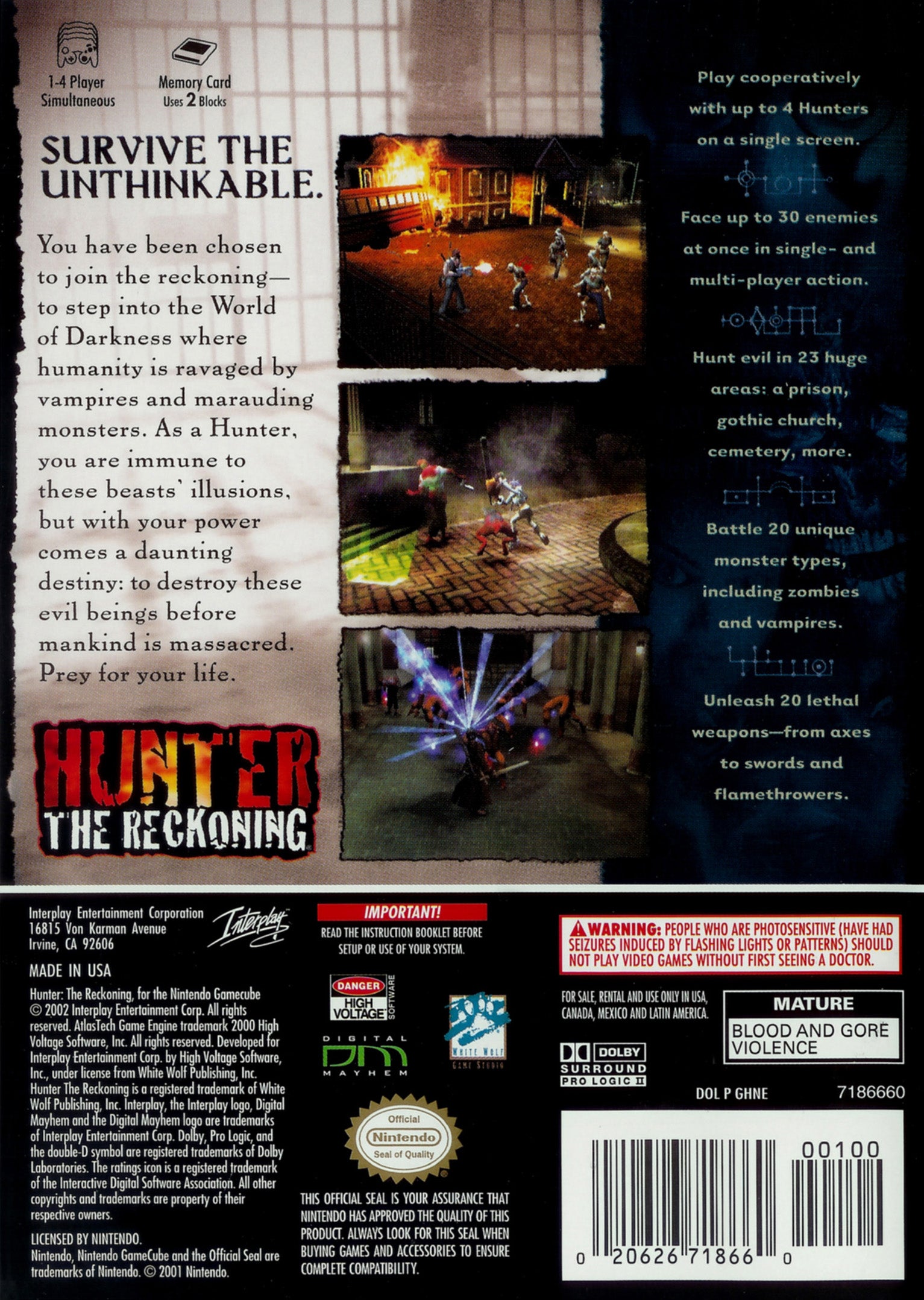 Hunter the Reckoning GameCube - Video Game - Used - CaveGamers - Image 2