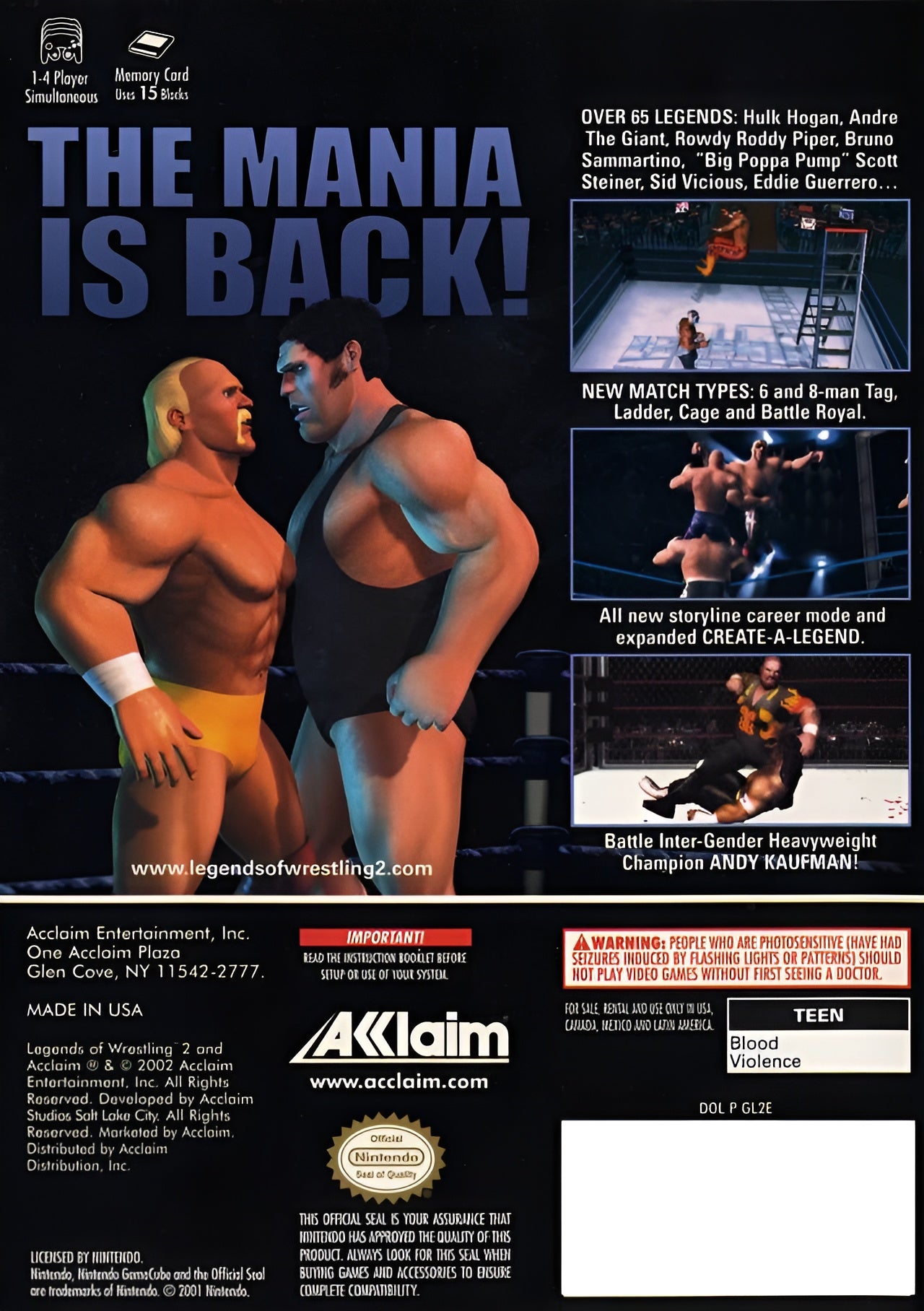 Legends of Wrestling II GameCube - Video Game - Used - CaveGamers - Image 2