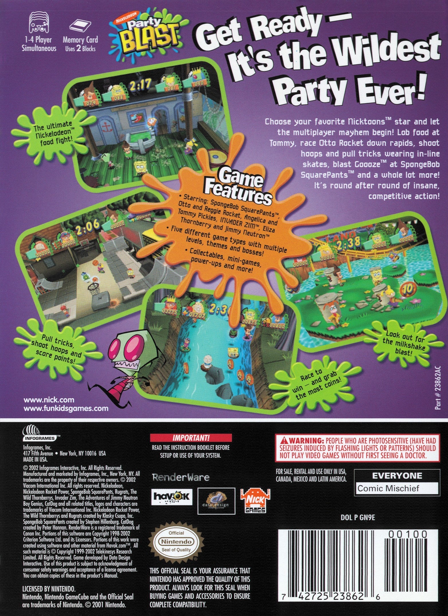 Nickelodeon Party Blast GameCube - Video Game - Used - CaveGamers - Image 2