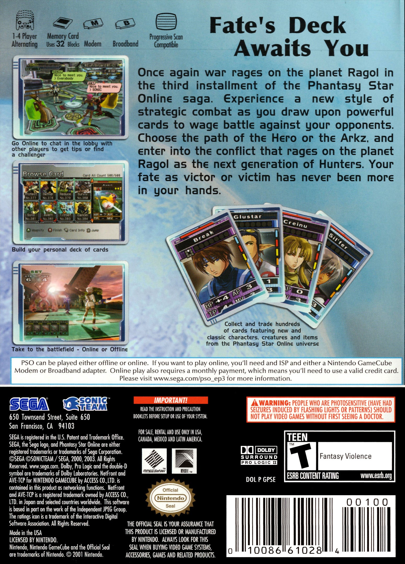 Phantasy Star Online III Card Revolution GameCube - Video Game - Used - CaveGamers - Image 2