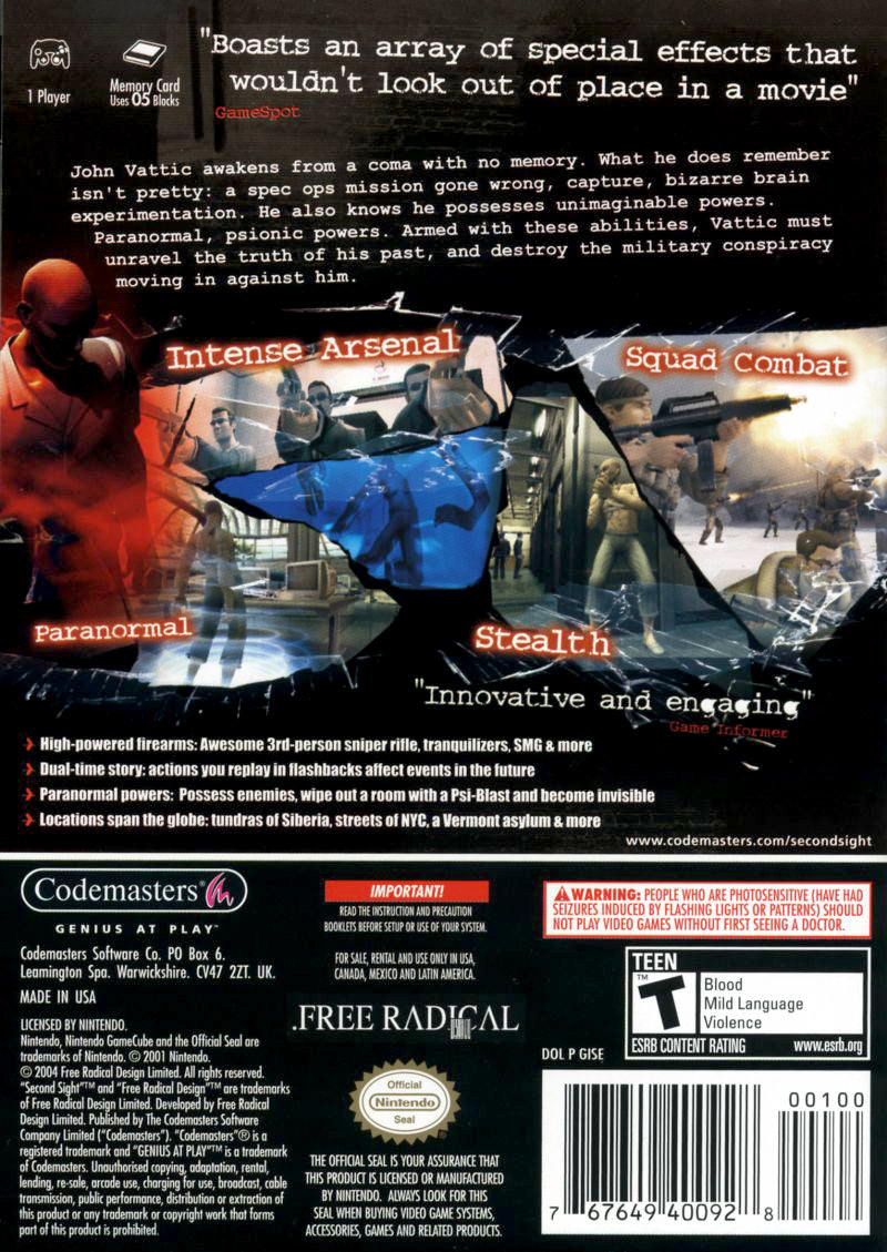 Second Sight GameCube - Video Game - Used - CaveGamers - Image 2
