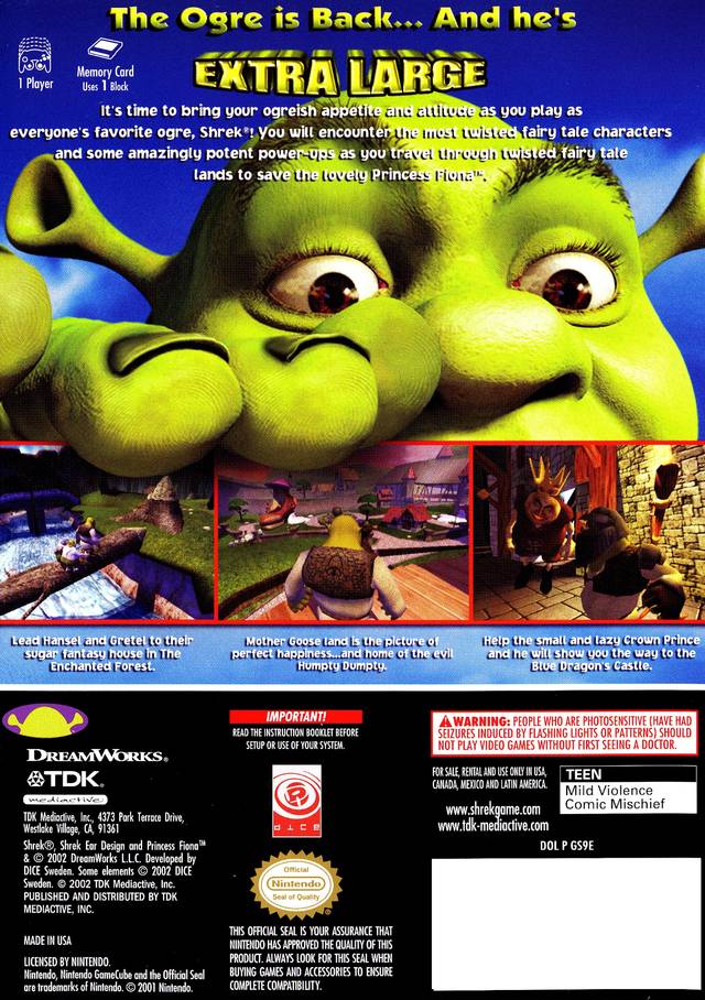 Shrek Extra Large GameCube - Video Game - Used - CaveGamers - Image 2