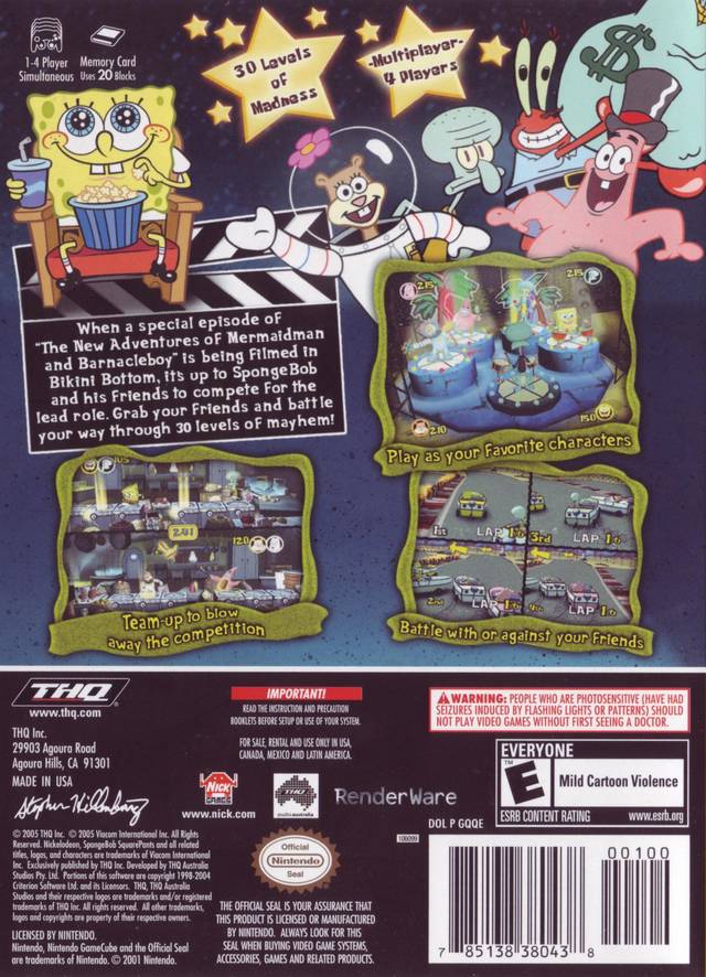 SpongeBob SquarePants Lights Camera Pants GameCube - Video Game - Used - CaveGamers - Image 2