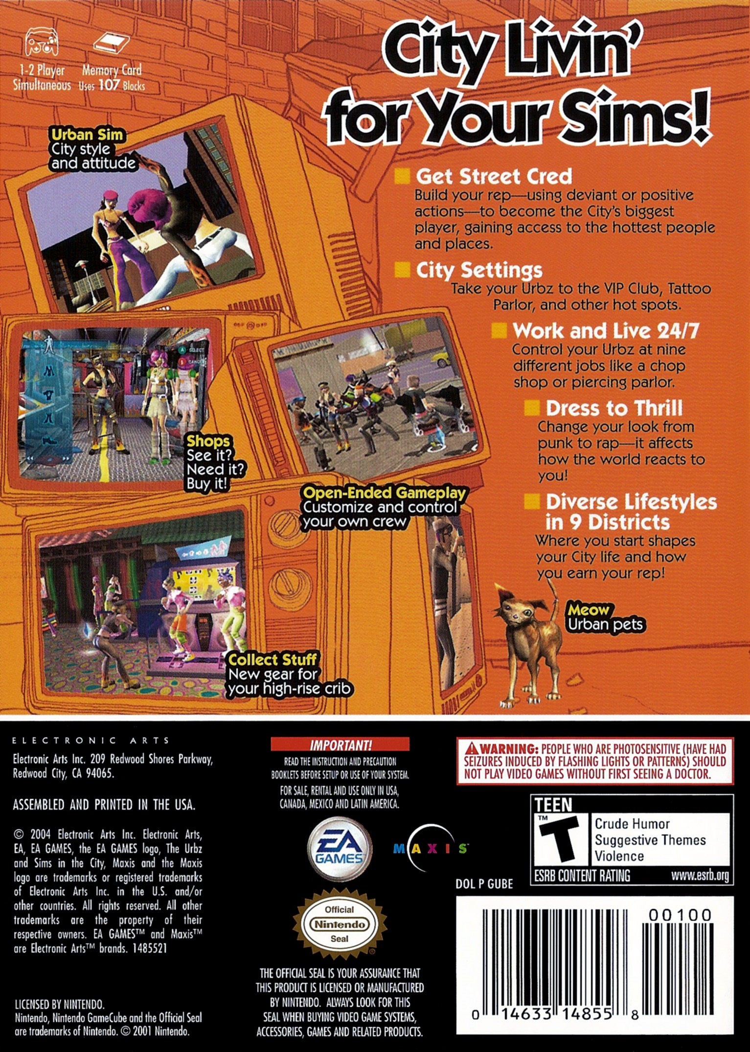 The Urbz Sims in the City GameCube - Video Game - Used - CaveGamers - Image 2